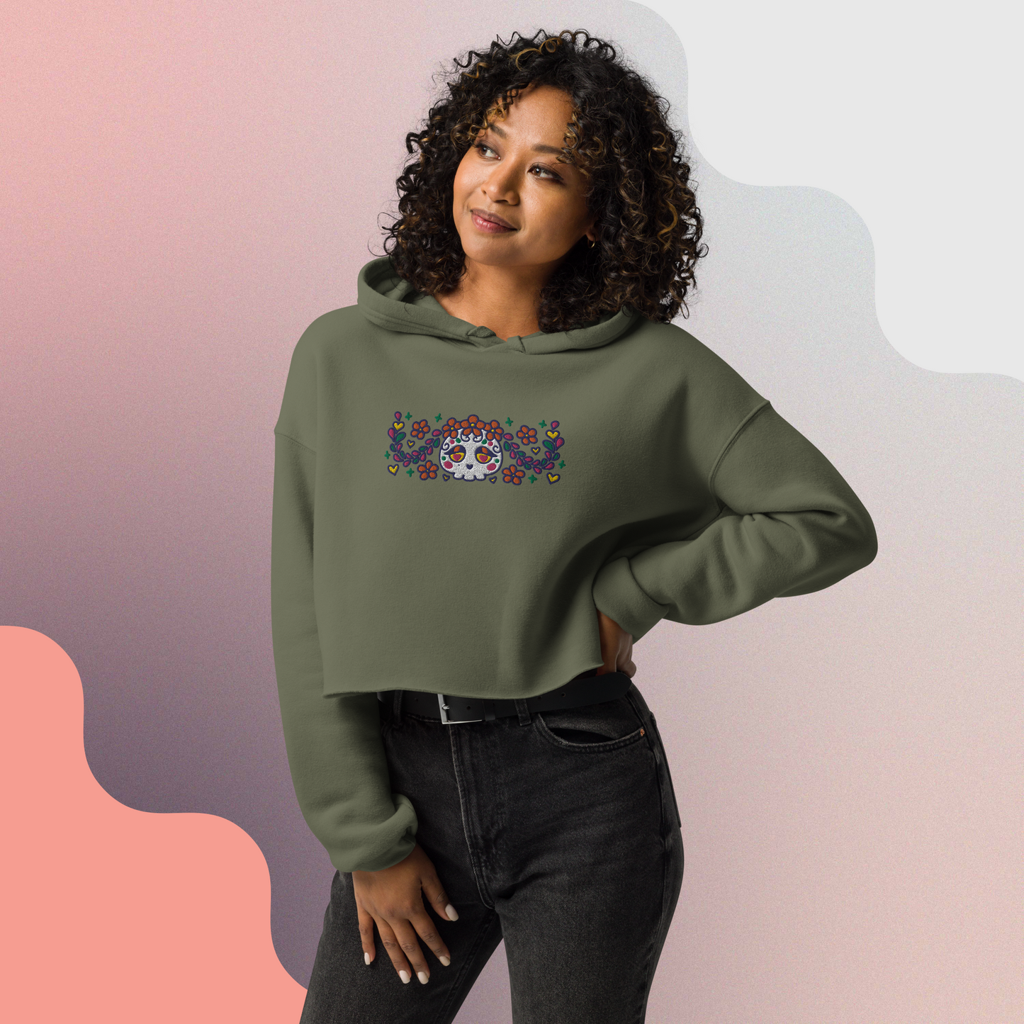 Calaverita Mexican Skull - Cropped Hoodie